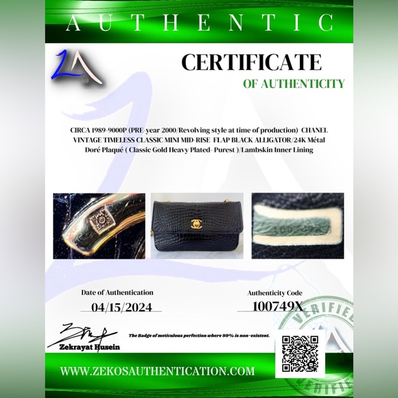 Chanel Vintage 1989 Classic Mini Flap Black Alligator 24K Gold Plated Bag - Picture 2 of 16